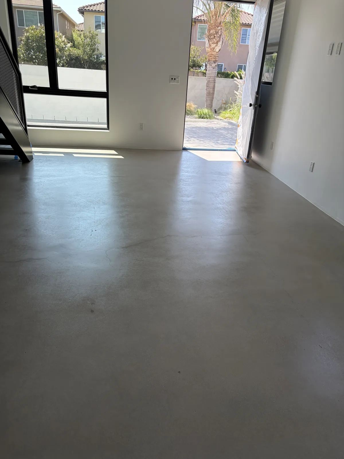 Polished concrete floor in a new ADU living room