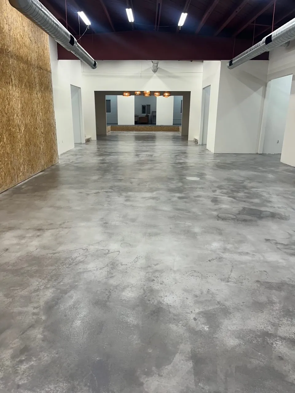 Polished concrete floor in a commercial build-out