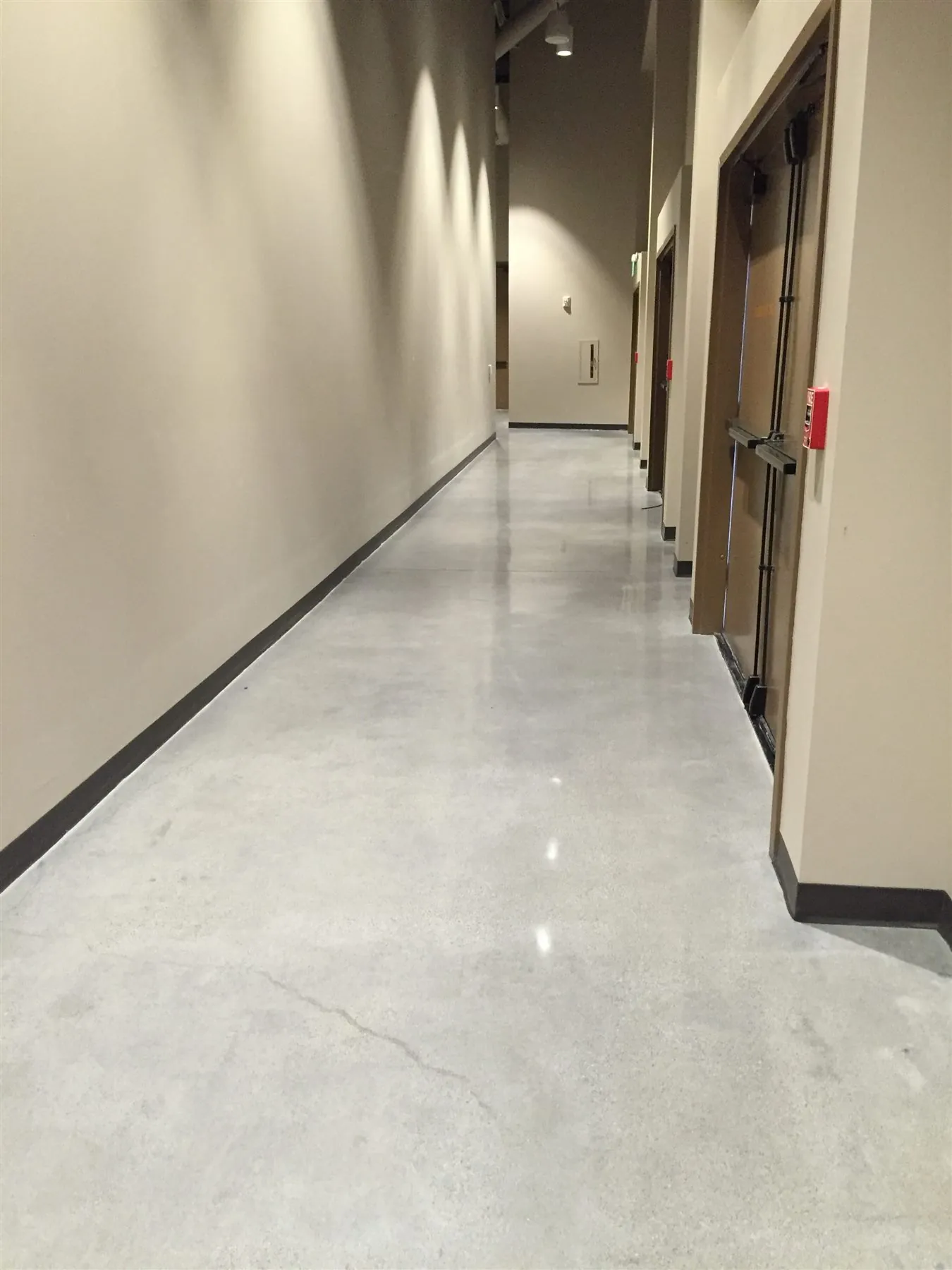 Polished concrete hallway in a commercial building