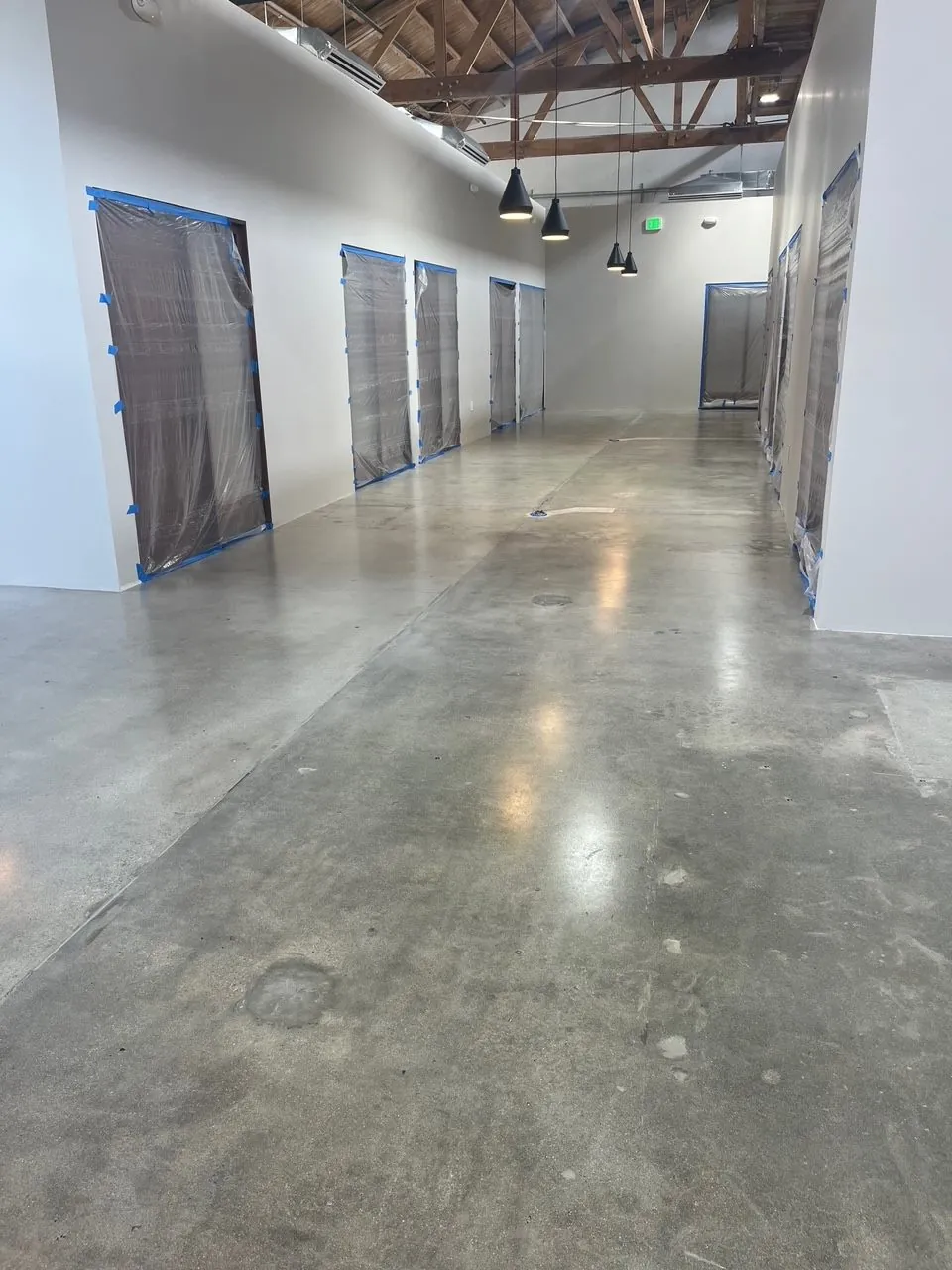 Polished concrete hallway in a loft office