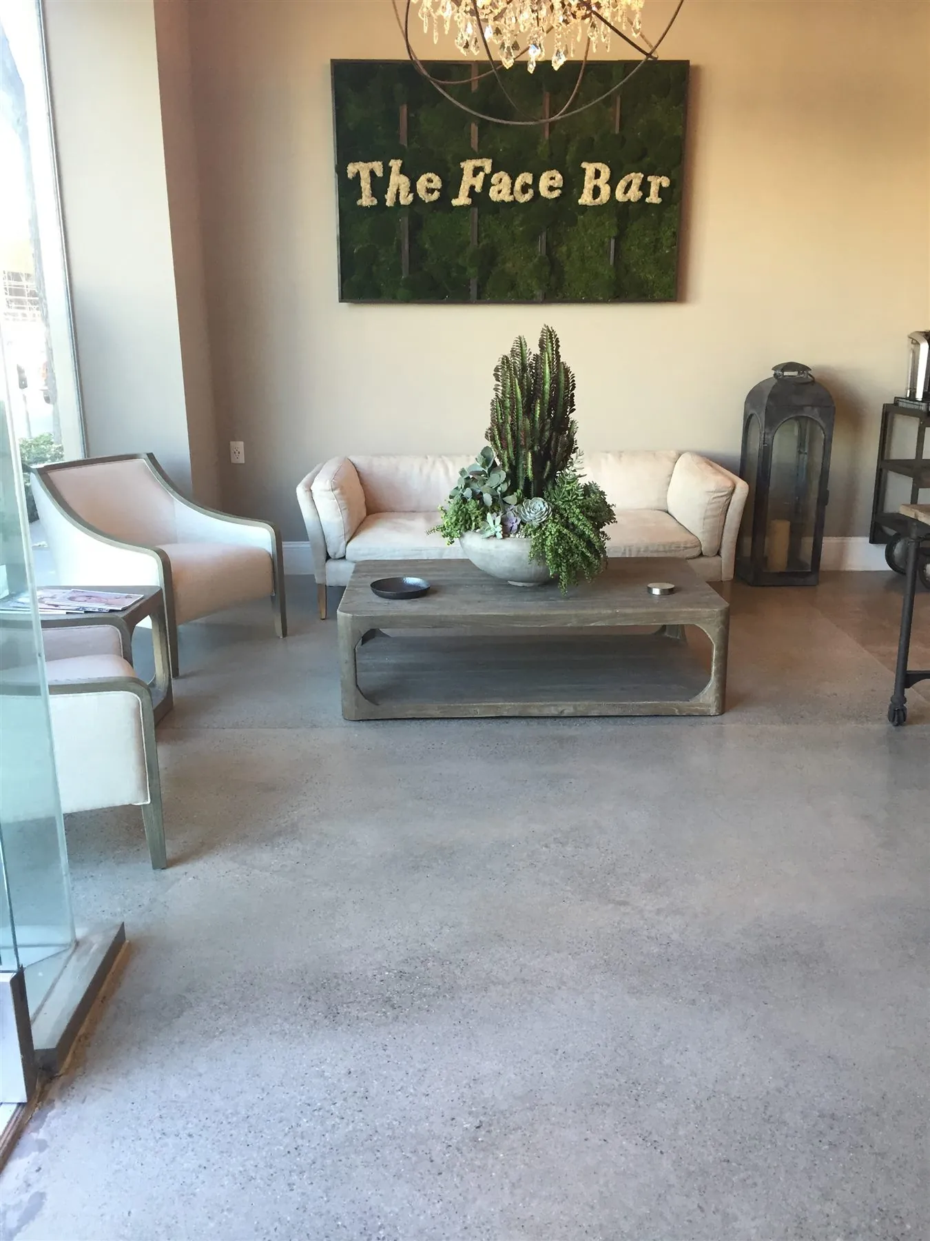 Polished concrete floor in a retail salon