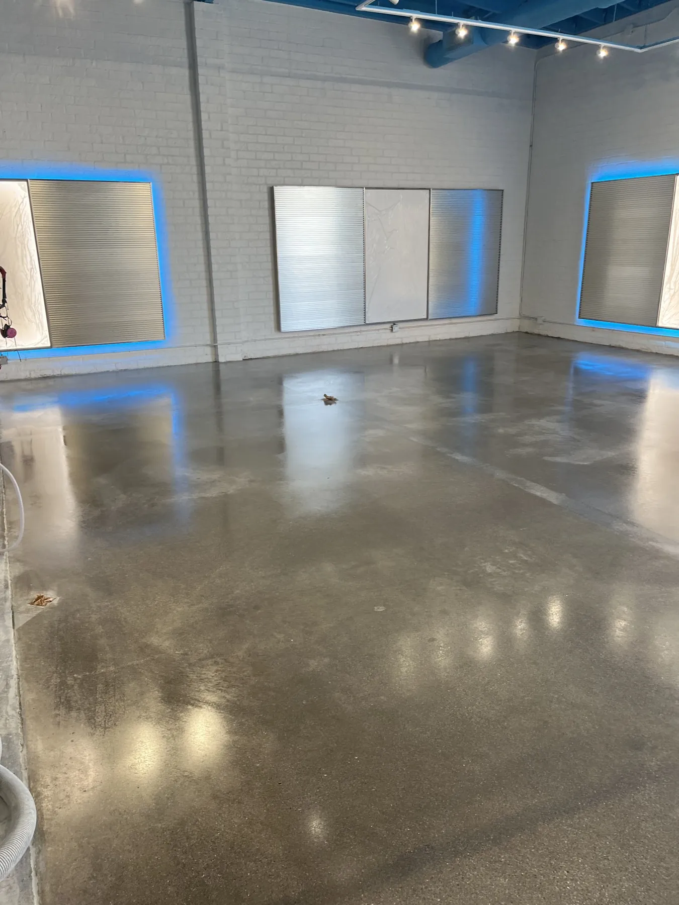 Polished concrete floor in a studio space